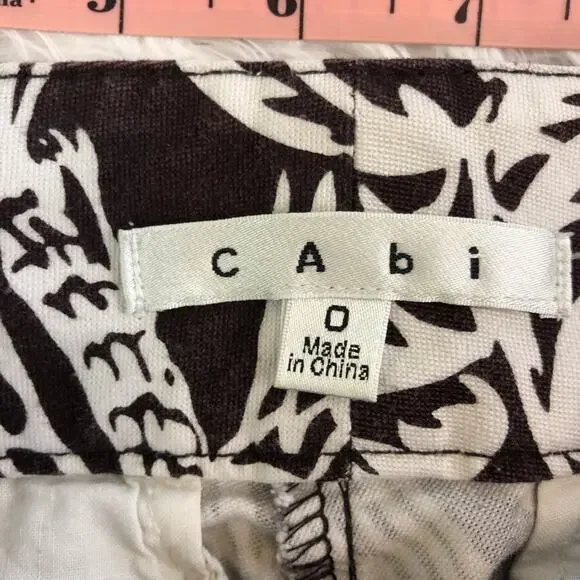 CAbi Serengeti Cropped Pants Brown White Tropical Print Sunset Keyna Style 351 - Picture 10 of 16